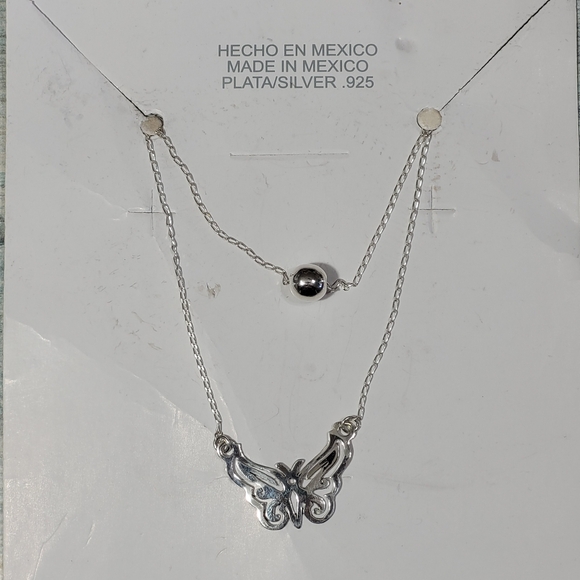 925 Butterfly two layers Necklace. - Picture 2 of 12